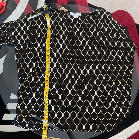 St. John Foil Lattice  Black Gold top blouse NWT - Picture 9 of 11